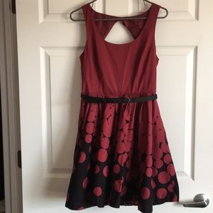 Maroon Lauren Conrad polka dot dress